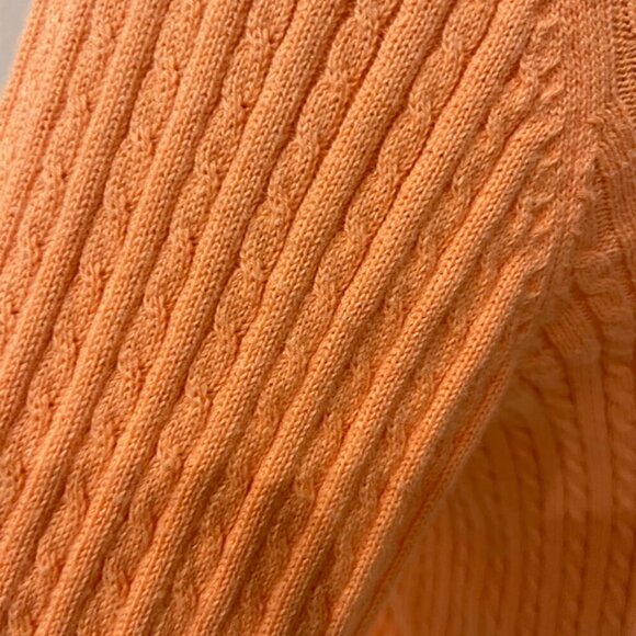 PREPPY COQUETTE CABLE KNIT SWEATER RALPH LAUREN 100% COTTON V NECK SZ PM CORAL - Picture 13 of 16